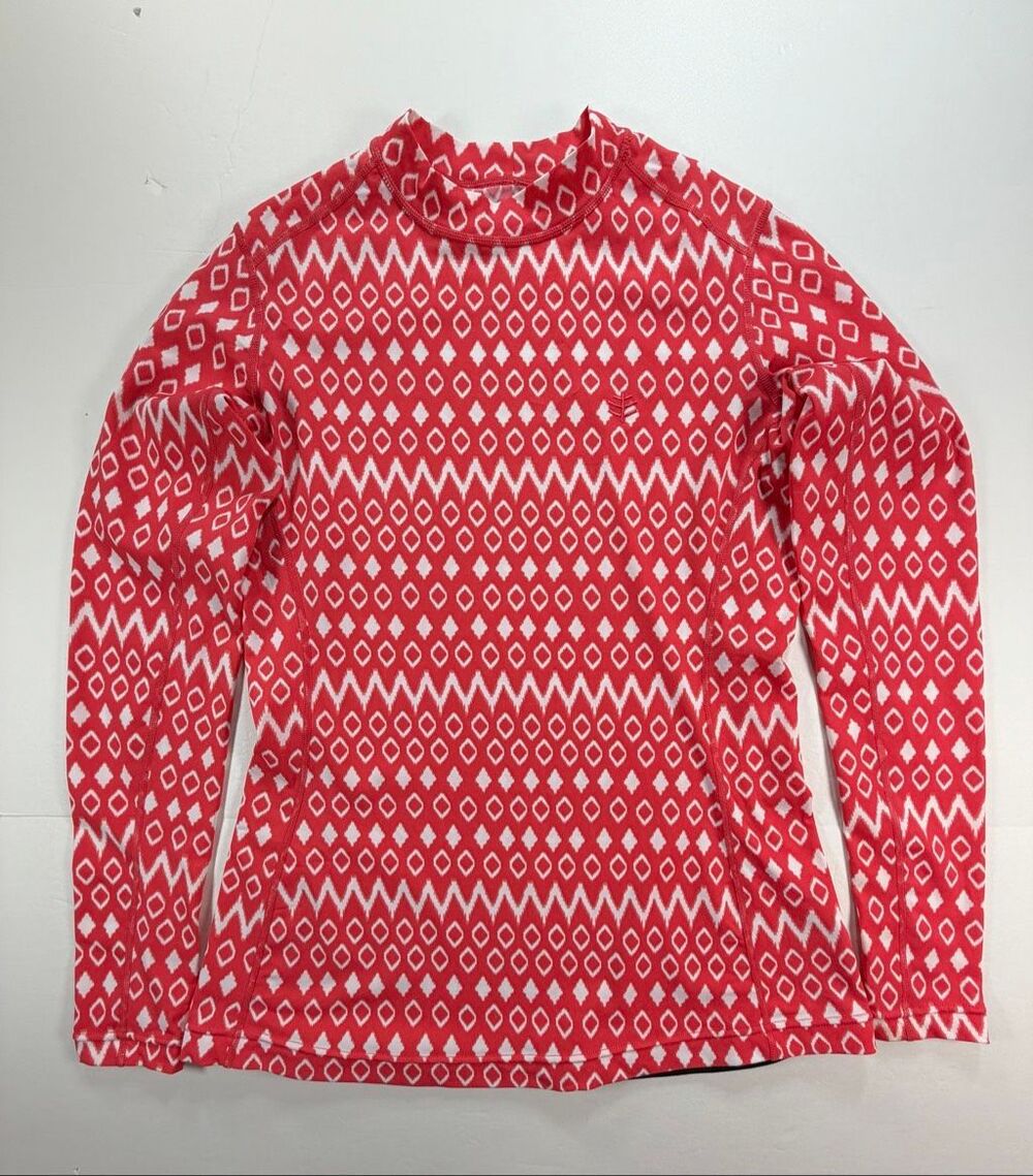 Coolibar Womens Size M UPF 50+ Pink White Geometric Long Sleeve Sun Shirt